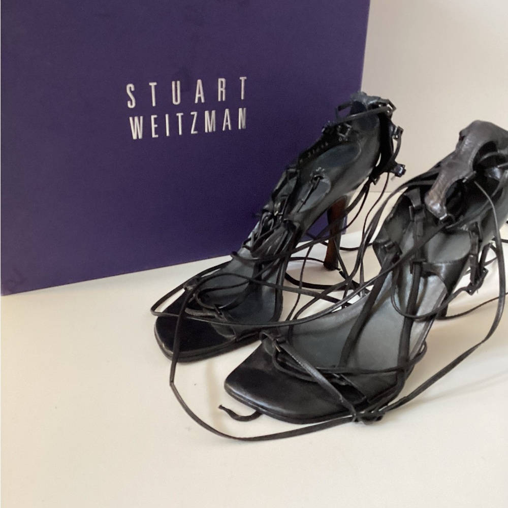Rare Stuart Weitzman Black gladiator style heels